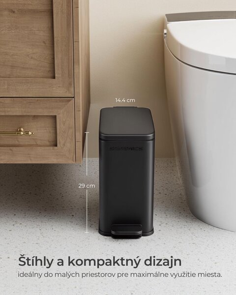 Odpadkový kôš do kúpeľne NORD, 5l, čierna SongmicsHome