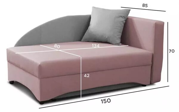 Detská váľanda 80x200 BENIGNA - šedá / ružová, pravá