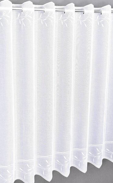 Záclona rivoli, Decentné listy vitrážka metráž, biela 45 cm