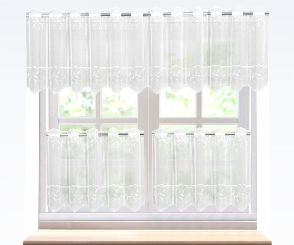 Záclona rivoli, Decentné listy vitrážka metráž, biela 45 cm