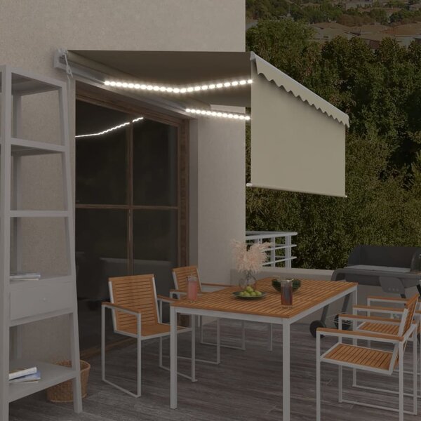 Maison Exclusive – Elektrická markíza s LED osvetlením a senzorom, 3 x 2,5 m, krémová farba