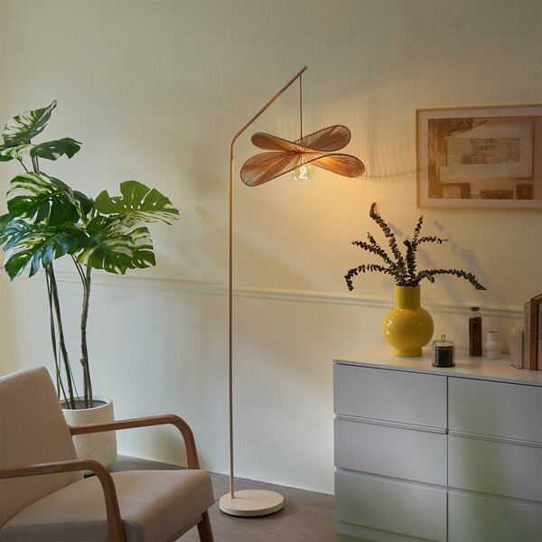 Japandi stojacia lampa béžová s béžovým tienidlom - Nest