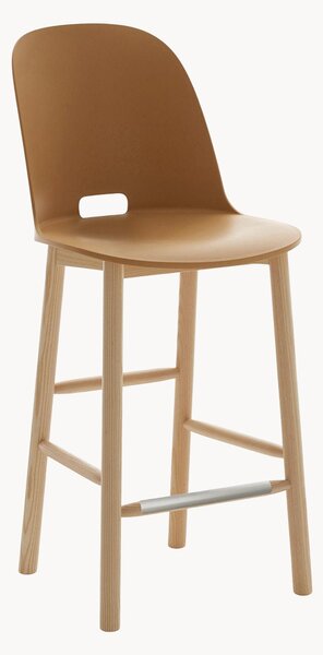 Ručne vyrobená barová stolička's vysokým operadlom's nohami z jaseňového dreva Alfi