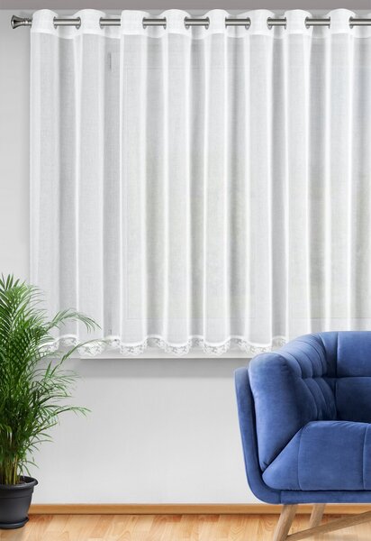 KRÁTKA ZÁCLONA NA KRÚŽKOCH SUZAN 350X140 CM BIELA