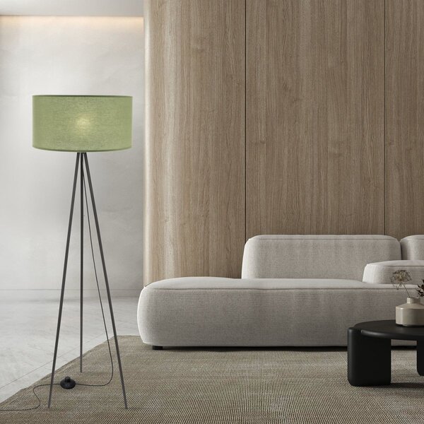 Stojacia lampa trojnožka SHANTI - 1xE27, 40W, čierna / mätová