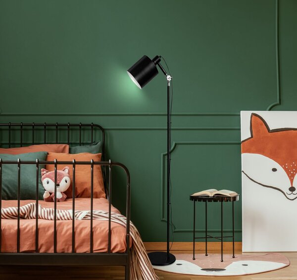 Stojacia industriálna lampa ZANA - 1xE27, 60W, čierna