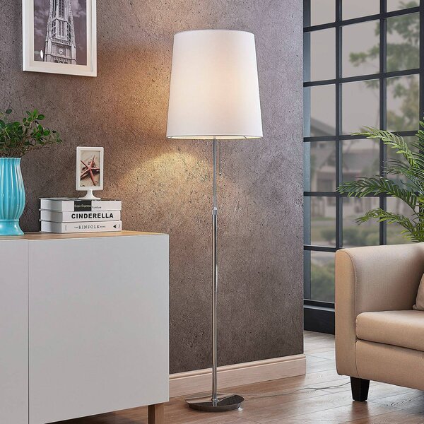 Lucande Pordis stojaca lampa, 155 cm, chróm-biela