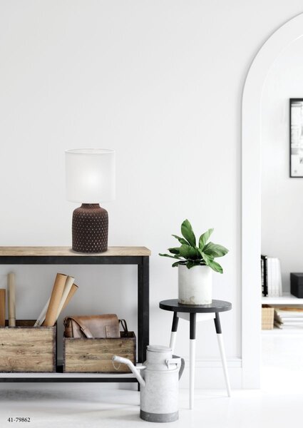 Moderná stolná keramická lampa INER - 1xE14, 40W, hnedá / biela