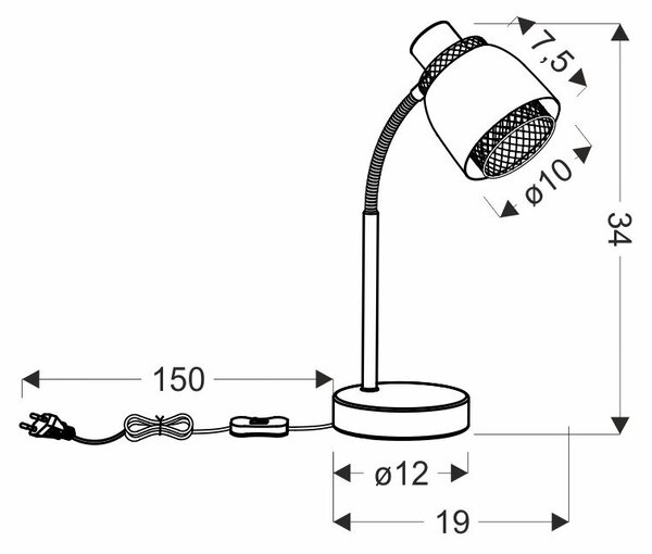 Moderná stolná lampa ALEKSANDRIA - 1xE14, 40W, zlatá / čierna