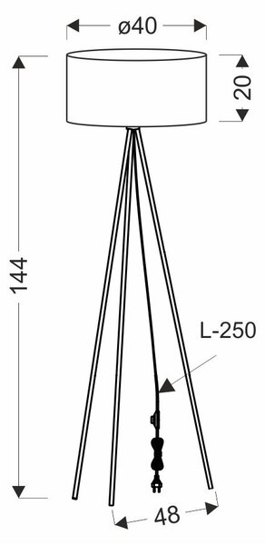 Stojacia lampa trojnožka SHANTI - 1xE27, 40W, čierna / mätová