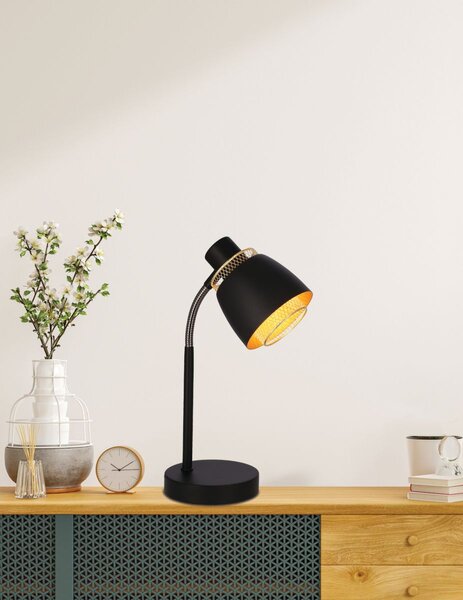 Moderná stolná lampa ALEKSANDRIA - 1xE14, 40W, zlatá / čierna