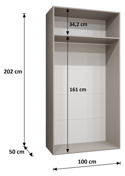 Elegantná šatníková skriňa CAITIR 1 100 cm - čierna / čierne úchyty