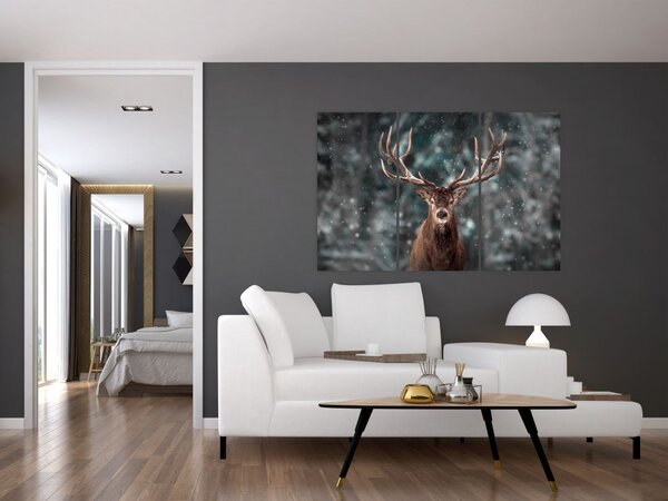 Obraz - jeleň v zime (Obraz 120x80cm)