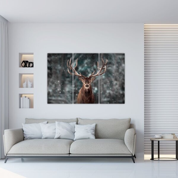 Obraz - jeleň v zime (Obraz 120x80cm)
