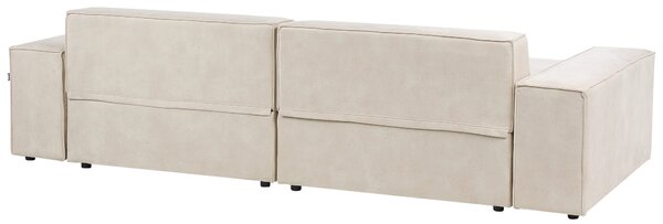 2-miestna modulárna pohovka s taburetom béžová zamatové čalúnenie nohy zo syntetického materiálu minimalistický moderný štýl