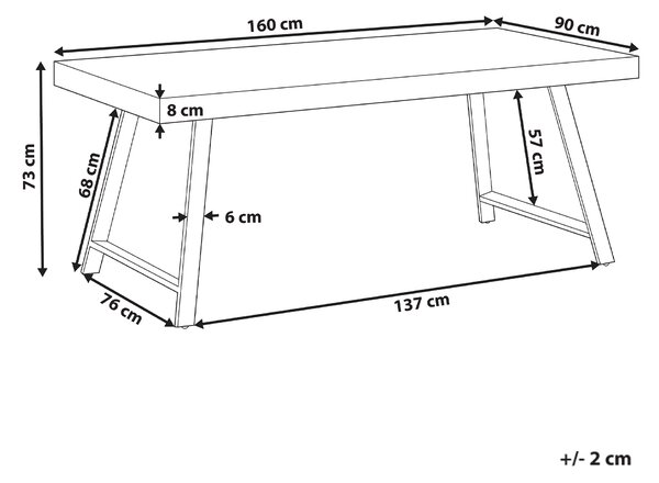 Jedálenský stôl tmavohnedý borovicové drevo MDF 160 x 90 cm stabilné čierne kovové nohy jedáleň obývacia izba industriálny štýl
