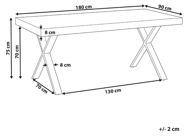 Jedálenský stôl tmavohnedý borovicové drevo MDF 180 x 90 cm čierne kovové nohy jedáleň obývacia izba industriálny štýl