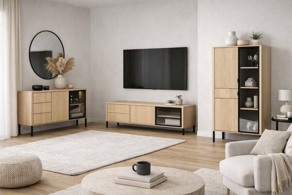 TV stolík Harmona 160 cm s osvetlením - dub lindberg
