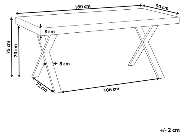 Jedálenský stôl tmavohnedý borovicové drevo MDF 160 x 90 cm čierne kovové nohy jedáleň obývacia izba industriálny štýl
