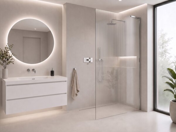 CERANO - Sprchová zástena Walk-in Onyx L-pravá vzpera - 8 mm - chróm, ryhované sklo - 50x200 cm