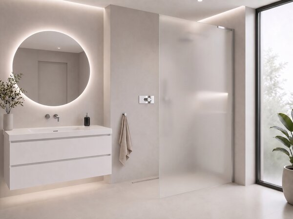 CERANO - Sprchová zástena Walk-in Onyx L-pravá vzpera - 8 mm - chróm, mliečne sklo - 40x200 cm