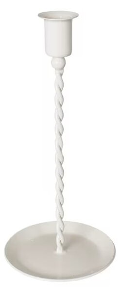 Biely kovový krútený svietnik na úzku sviečku Estelle - Ø 10,5*22 cm - Strömshaga