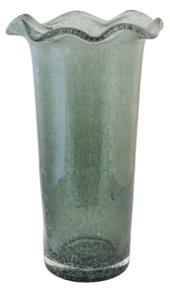 Zelená sklenená vysoká váza s volánikom Milla - Ø 13*22 cm - Strömshaga