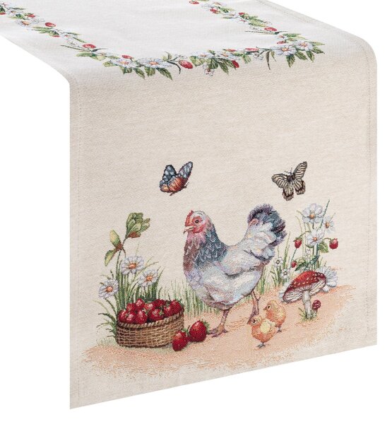 GOBELÍNOVÝ BEHÚŇ NA STÔL FOWL 40X100 CM VZOROVANÁ