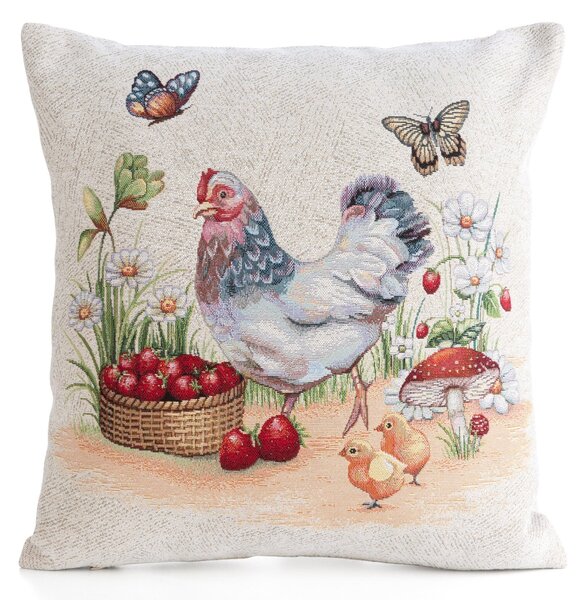 GOBELÍNOVÁ DEKORAČNÁ OBLIEČKA NA VANKÚŠ FOWL1 45X45 CM VZOROVANÁ