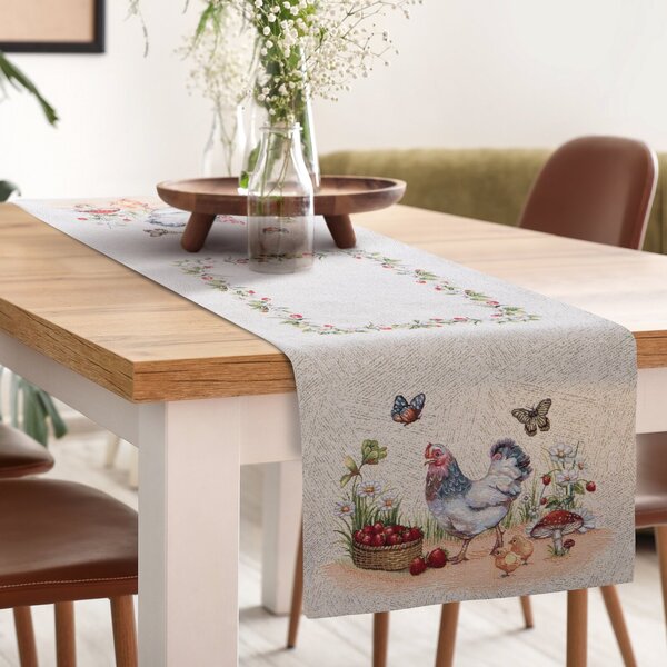 GOBELÍNOVÝ BEHÚŇ NA STÔL FOWL 40X100 CM VZOROVANÁ
