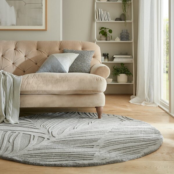 Sivý vlnený okrúhly koberec ø 160 cm Leaf - Flair Rugs