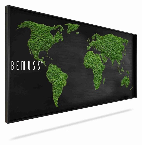 Machový obraz Mapa sveta RONDA black - 60 x 120 cm