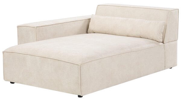 Leňoška béžová zamatové čalúnenie pravostranná nohy zo syntetického materiálu minimalistický moderný štýl obývacia izba