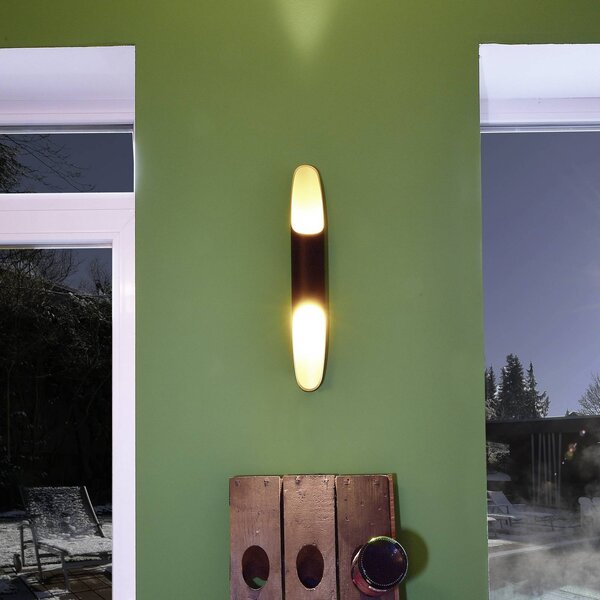 Apodis LED nástenné svetlo, čierna/zlatá, výška 50 cm, kovové stmievateľné, Čierna, Obývacia izba / jedáleň, Hliník, Nástenné svietidlo