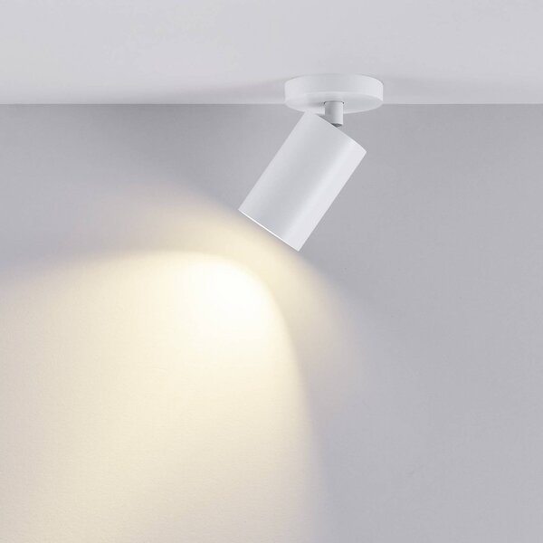 Deko-Light Stropné bodové svetlá CAN TILT, biele, Ø 8 cm, 1-pl. kov, GU10, Biela / opálová, Obývacia izba / jedáleň, Hliník, Stropné svetlo polkruhové s priestorom