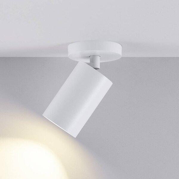 Deko-Light Stropné bodové svetlá CAN TILT, biele, Ø 8 cm, 1-pl. kov, GU10, Biela / opálová, Obývacia izba / jedáleň, Hliník, Stropné svetlo polkruhové s priestorom