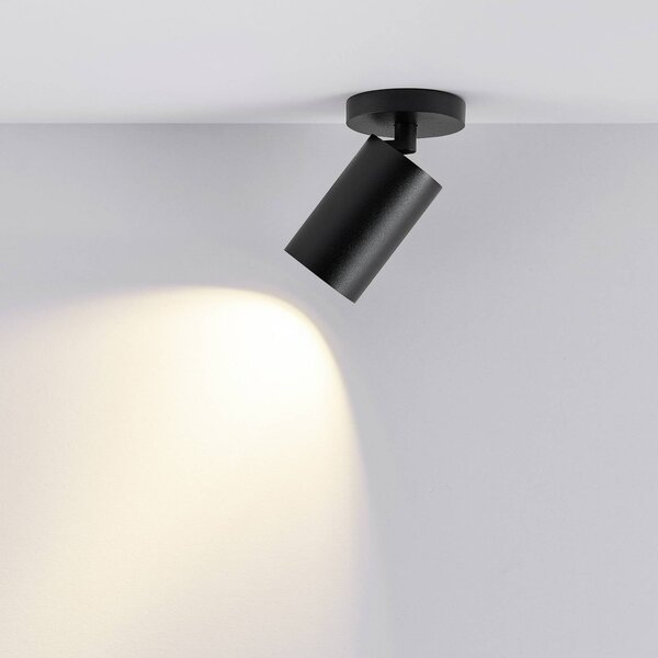 Deko-Light Stropné bodové svetlá CAN TILT, čierne, Ø 8 cm, 1-pl. kovové GU10, Čierna, Obývacia izba / jedáleň, Hliník, Stropné svetlo polkruhové s priestorom