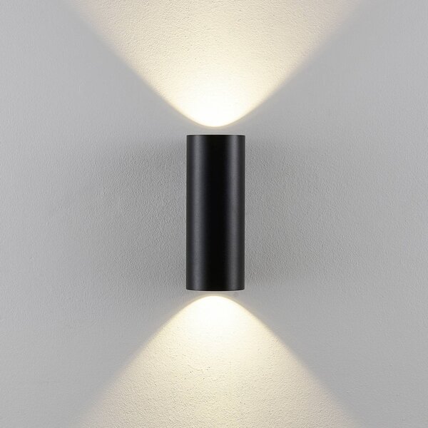Deko-Light Vonkajšie nástenné svietidlo CAN, čierne, 2-pl. Ø 8 cm IP65 kov GU10, Čierna, Hliník, Nástenné svietidlo