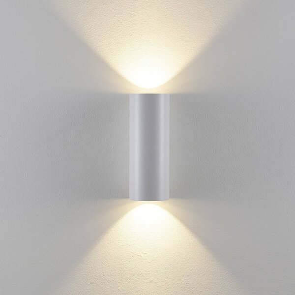Deko-Light Vonkajšie nástenné svietidlo CAN, biele, 2-pl., Ø 8 cm, IP65, kov, GU10, Biela / opálová, Hliník, Nástenné svietidlo