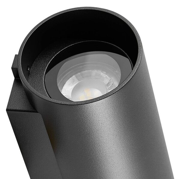 Deko-Light Vonkajšie nástenné svietidlo CAN, čierne, 2-pl. Ø 8 cm IP65 kov GU10, Čierna, Hliník, Nástenné svietidlo