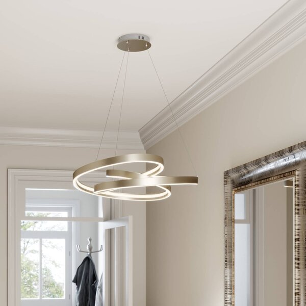 Lucande LED závesné svietidlo Gunbritt, Ø 80 cm, strieborné, stmievateľné, Hliník / sivá / zinok, Obývacia izba / jedáleň, Hliník, Moderný, Závesné svietidlo