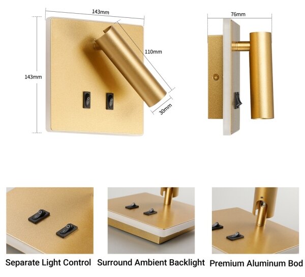 BRILAGI - LED Nástenné bodové svietidlo ZAYA DOUBLE LED/8W/230V + LED/3W zlatá