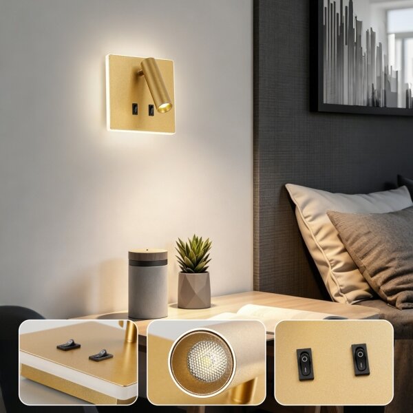 BRILAGI - LED Nástenné bodové svietidlo ZAYA DOUBLE LED/8W/230V + LED/3W zlatá