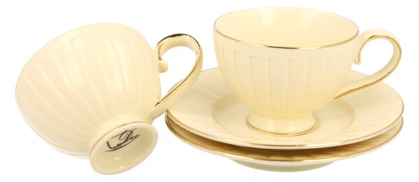 Porcelánová šálka na nohe s podšálkou Ecru Nina 120 ml sada 2ks