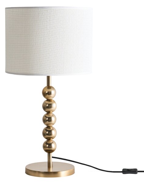 Stolná lampa mosadzná železný podstavec biele tienidlo mid-century modern štýl obývacia izba spálňa