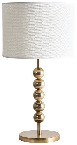 Stolná lampa mosadzná železný podstavec biele tienidlo mid-century modern štýl obývacia izba spálňa