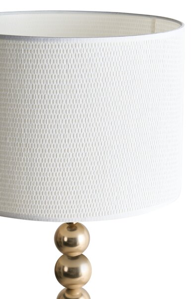 Stolná lampa mosadzná železný podstavec biele tienidlo mid-century modern štýl obývacia izba spálňa