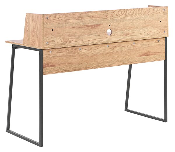 Písací stôl svetlé drevo a čierna MDF doska 120 x 59 cm oceľový rám s policou domáca kancelária