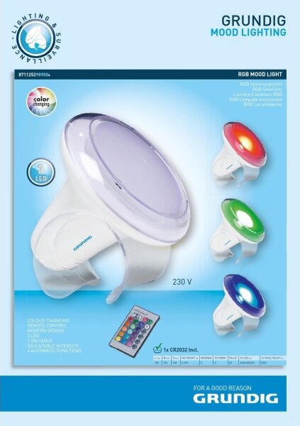 Grundig - LED RGB Stmievateľná stolná lampa LED/1W/230V + diaľkové ovládanie