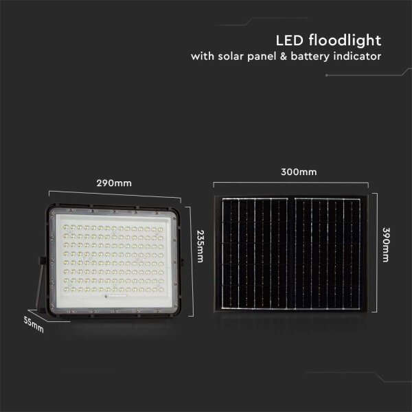 LED Vonkajší solárny reflektor LED/20W/3,2V 6400K čierna + DO